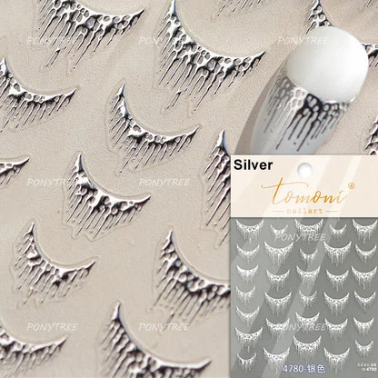 5D Gold Stamped Silver Sun Stars Snake Nail Art Stickers Totems Reliefs Self Adhesive Dark Chinese Style Manicure Decals