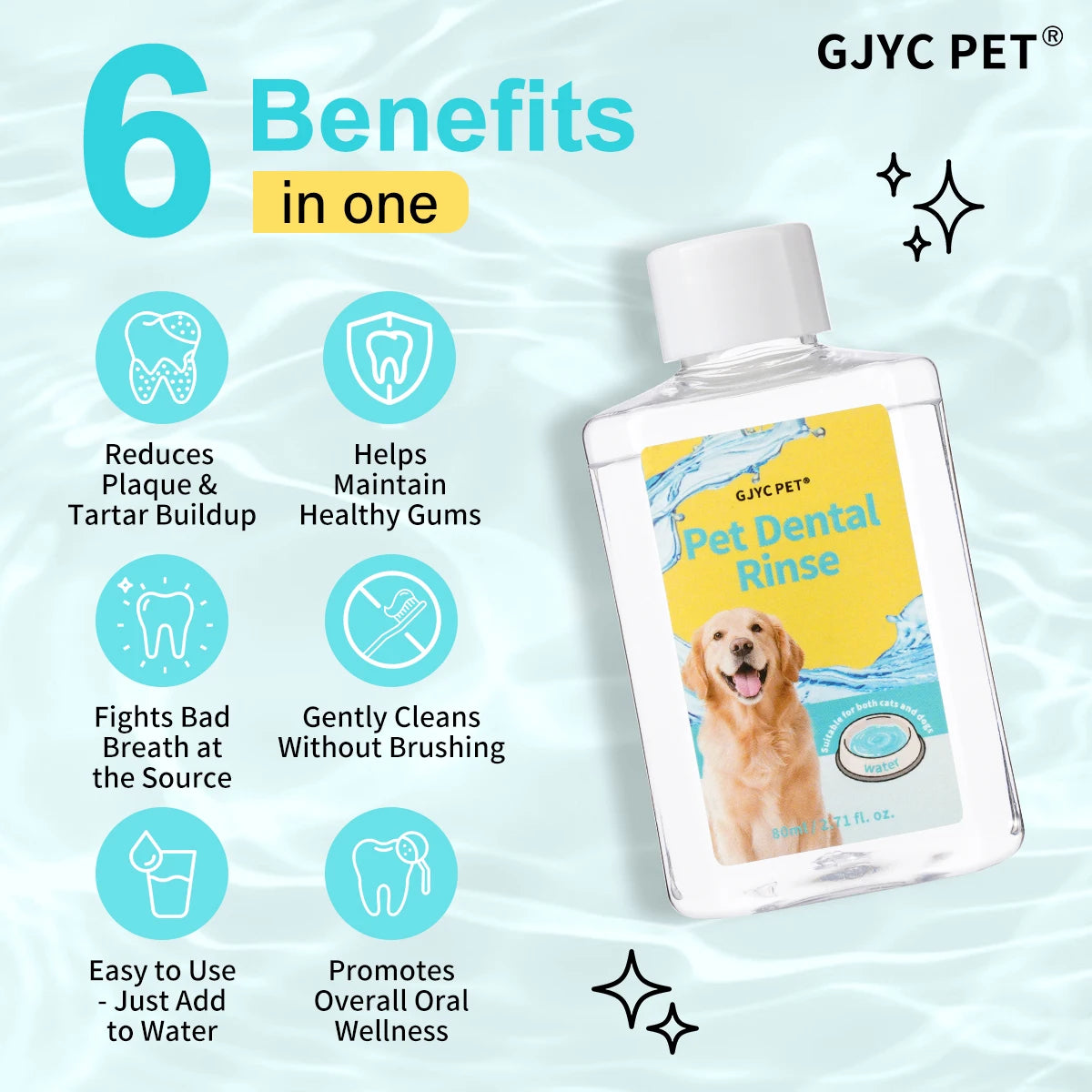 GJYC PET Concentrated Pet Mouthwash Oral Care Tartar Removal Fresh Breath Odor Eliminator Teeth Whitening For Dogs Cats