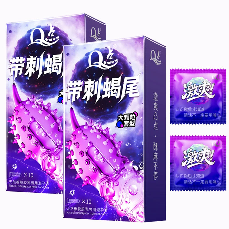 10/20Pcs Spiked Particle Condoms,G-Spot Stimulating Hyaluronic Acid Condoms for Adults,Natural Latex Rubber Condoms for Sex Toys