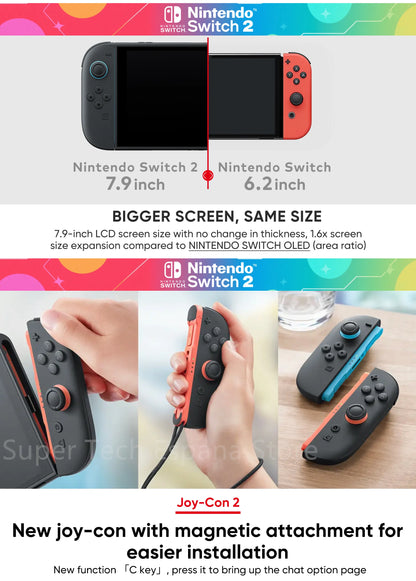Nintendo Switch 2 Portable Game Console, 7.9 Inch Screen, 120Hz, with Joy-Con 2, Hdr, Magnetic Tv Mode, Laptop Pc