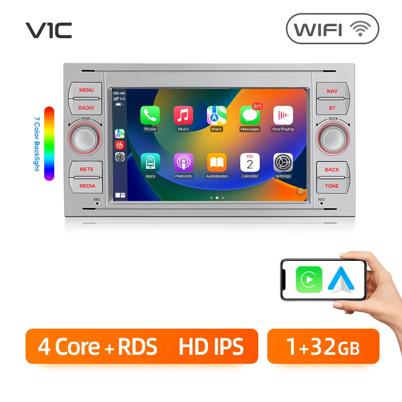 Junsun CarPlay Android Auto Radio for Ford Focus Mondeo Fiesta Transit Kuga C-Max S-Max Galaxy GPS Car Multimedia 2din autoradio