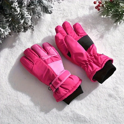 Winter Snow Gloves for Boys Girls Ages 10-14, Warm Knit Windproof for Skiing Cycling Fishing, Machine Washable