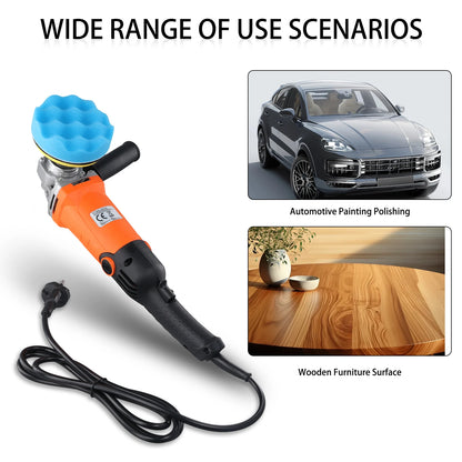 Podofo 8800RPM  Rotary Car Buffer Polisher Waxer 1200W Car Polisher with 14 Sponge Wheels Detachable Handle Perfect for Boat Car Polishing and Waxing