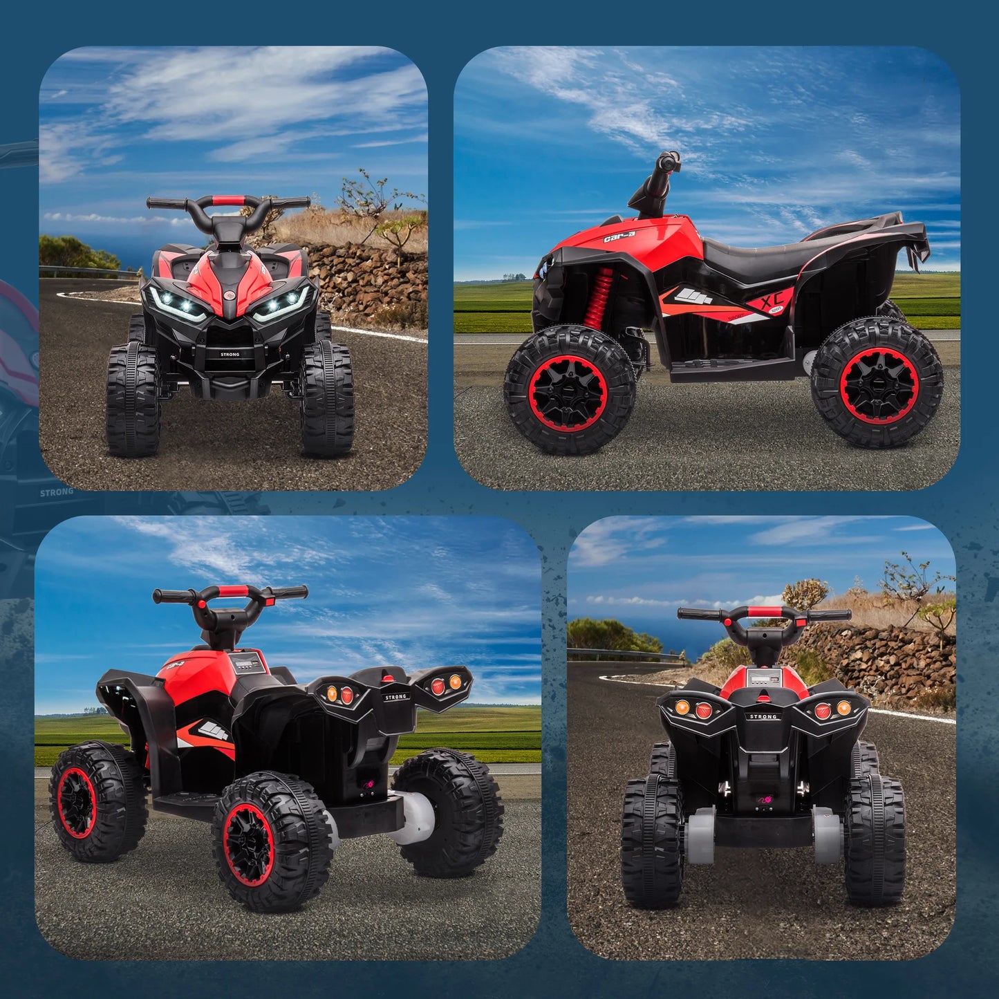 Electric Quad, suitable for children 3-5 years, engine 12 V 2 speeds, Lighthouse LED 3-6 km/h, Red Air