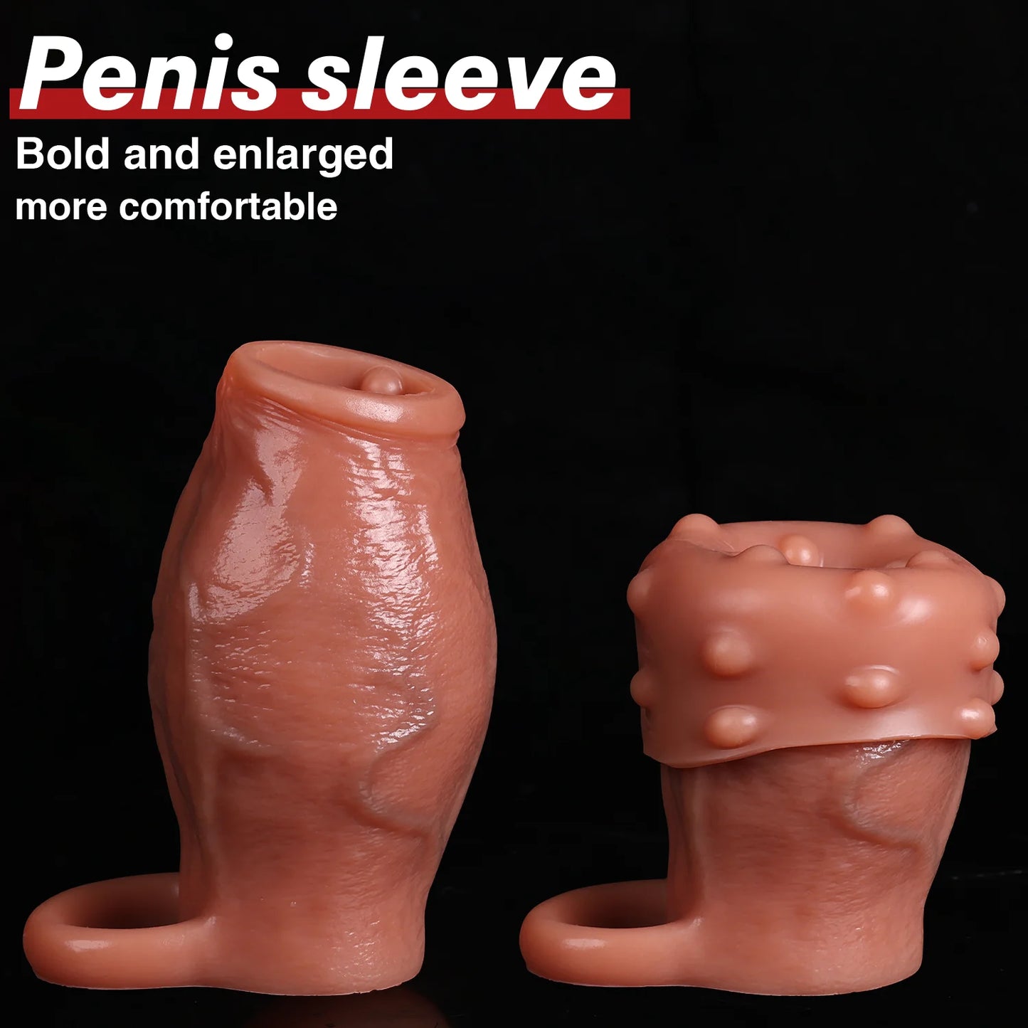 Penis Sleeve Cock Ring Power Ring Penis Cover Penis Ring for Men Delayed Ejaculation Penis Enlargement Silicone Adult Sex Toys