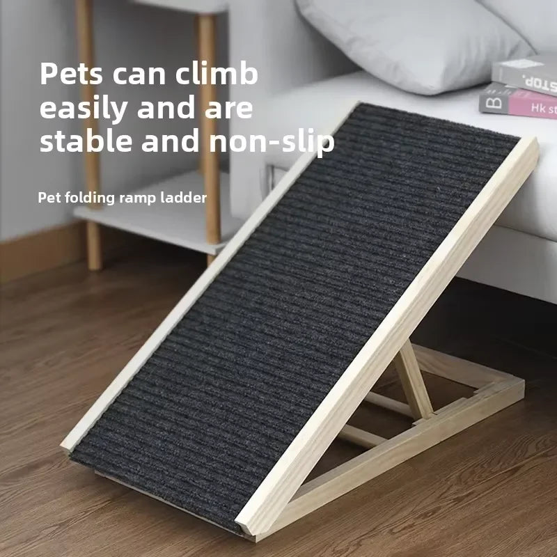 Solid Wood Dog Ramp for Bed Couch Non Slip Pet Stairs Senior Small Dogs Cat Climbing Ladder Gentle Slope Elderly Pets Indoor