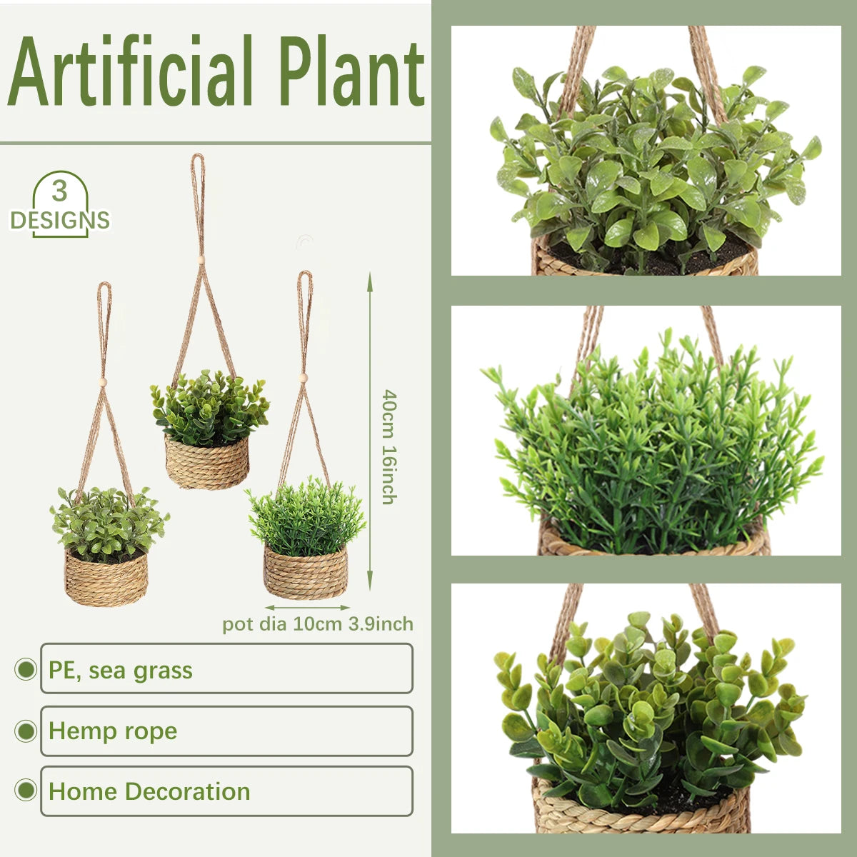 XIYA FLOWER Green Artificial Plants Eucalyptus Grass Woven Rosemary Potted Plants Grass Mound 40cm PE Material Home Decoration