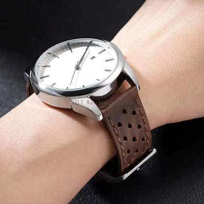 Breathable Leather Strap Men Women Universal Cowhide Watchband Business Wristbelt Band Sport Bracelet Accessories 18mm 20mm 22mm