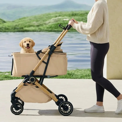 Pet Stroller One Button Foldable Cat Dog Outdoor Travel Cross Border Pet Stroller Pet Trolley Stroller for Dog Puppy Stroller