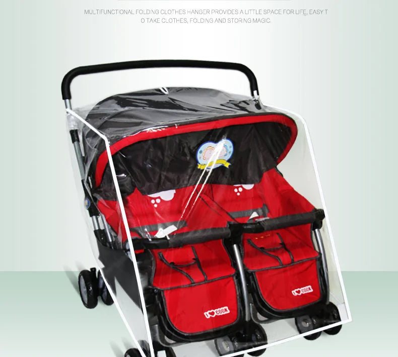 Universal Type Breathable Baby Pushchs Rain Cover For Twins Transparent Environmentally PVC Stroller Raincoat Wind Dust Shield