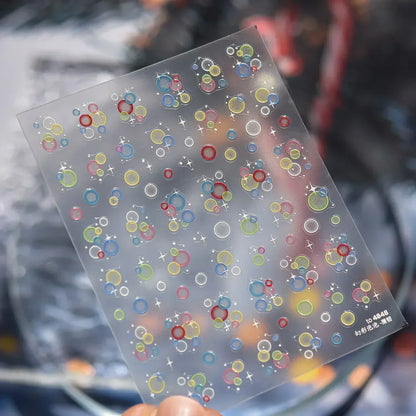 Colorful Bagful Jellyfish Bubbles Swimming Rings Rainbow Stars Ocean Starfish Self Adhesive 5D Nail Art Sticker Manicure Decal