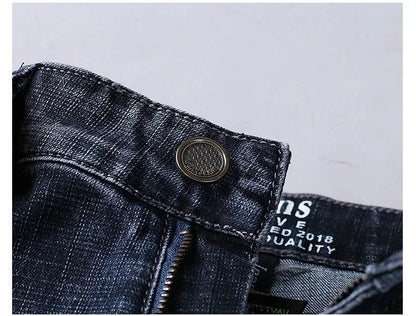 2026 Brand Slim Washed Jeans Casual Straight Stretch Fashion Classic Blue Black Work Denim Trousers Male Brand Clothing