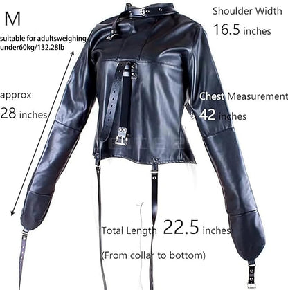 Female Sofe Leather Adjustable Binder Bondage Straitjacket Binding Slave Lockable Coat For Women Erotic Cosplay Adult BDSM