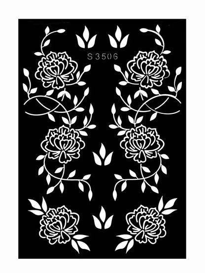 Flower Tattoo Stencil Reusable Henna Template for Hand and Body Henna Tattoo Design for Wedding Festival Party Tattoo Tools