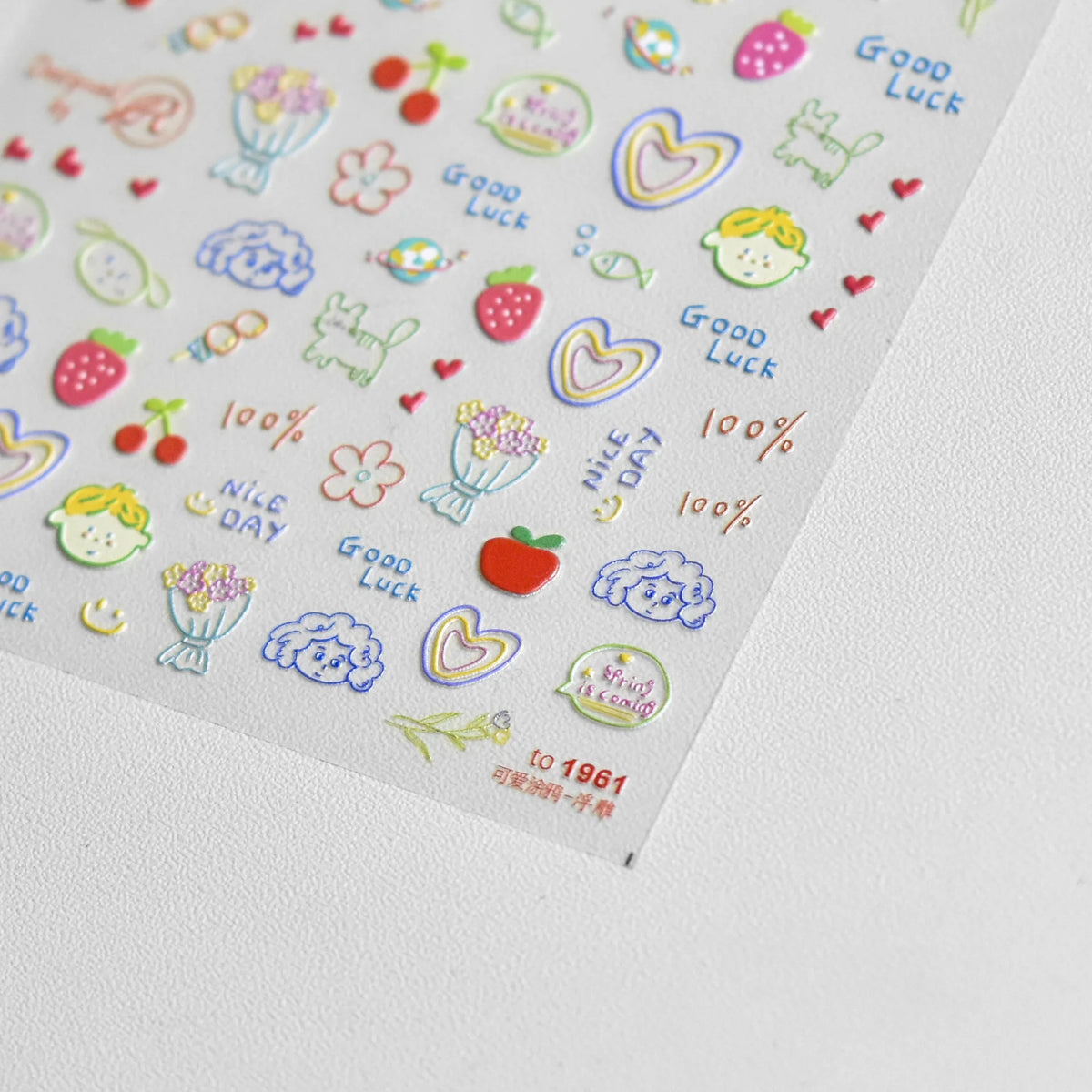 Collage Text English Letter Musical Note Star Graffiti Colorful 5D Love Heart Bowknot Nail Art Sticker Adhesive Manicure Decals