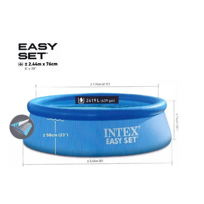 Removable Inflatable Pool Easy Set 3.05m X 76 cm or  Inches and Optional Cover - Instant Assembly 1942 or 3077 Liters Triple Layer