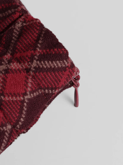 XIAOGULI 2026 Autumn Winter Women Mini Skirt Vintage Style Red Plaid High Waisted Elegant Office Casual Short Skirt
