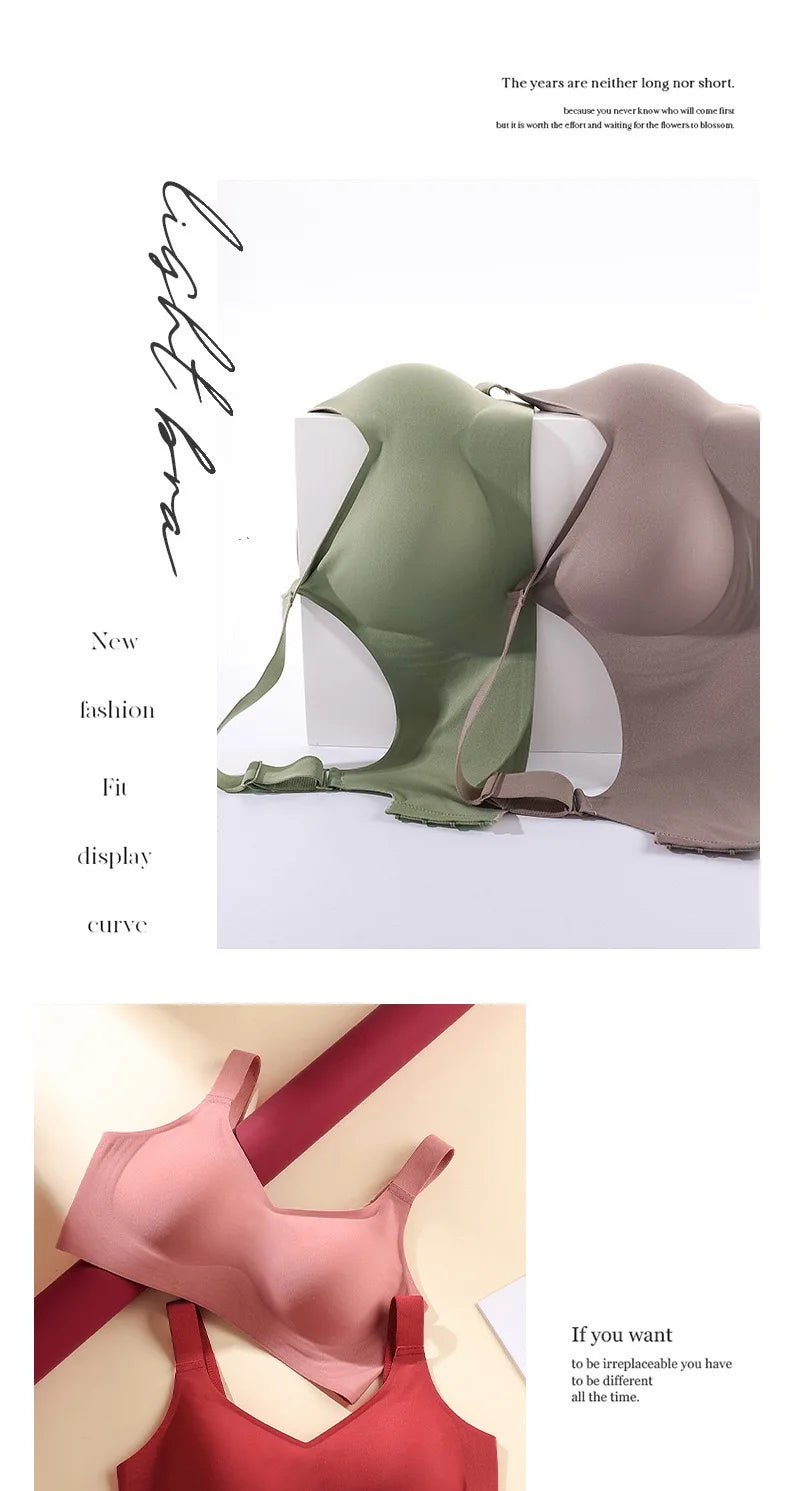 Jelly Support Seamless Bra For Big Breasts, Slim Fit, Push-up Anti-sagging, Wire-free Underwear, Sports Bra, Breathable