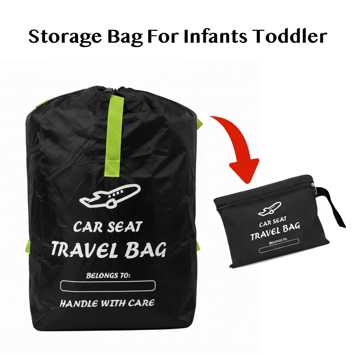 Portable Car Seat Travel Bag for Infant Carriers & Boosters – Adjustable Shoulder Straps, Convenient Carry Handle, Heavy-Duty Pr