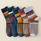 5 Pairs Combed Cotton Men's Socks Outdoor Party Compression Socks Fashion Colorful Square And Stripe Happy Dress Socks Men