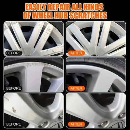 Car Wheel Rim Scratch Refurbishment Paste, Tire Rim Scratch Paint Repair Paste - Black and White Silver Aluminum Alloy Rim Elect