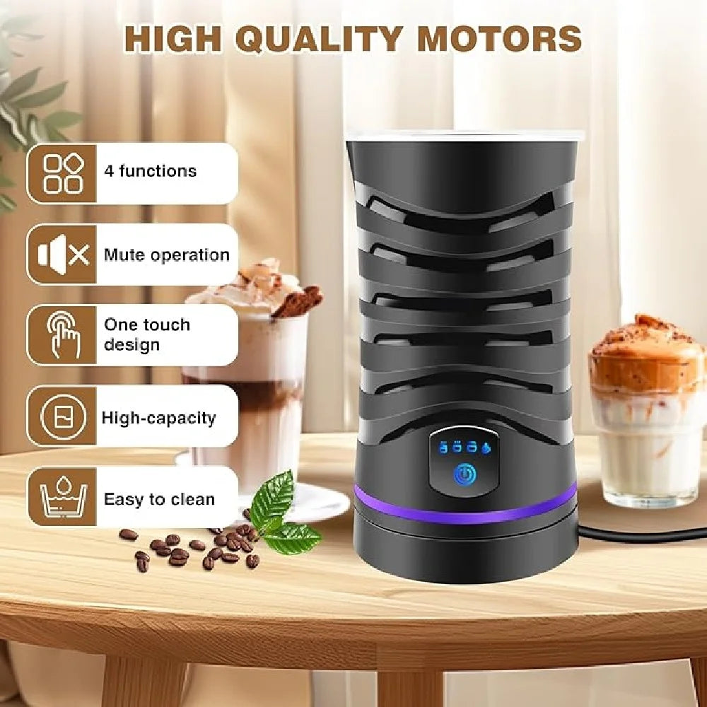 4-in-1 Electric Milk Frother & Warmer - 600ml Large Capacity, for Hot/Cold Froth, Hot Milk & Chocolate