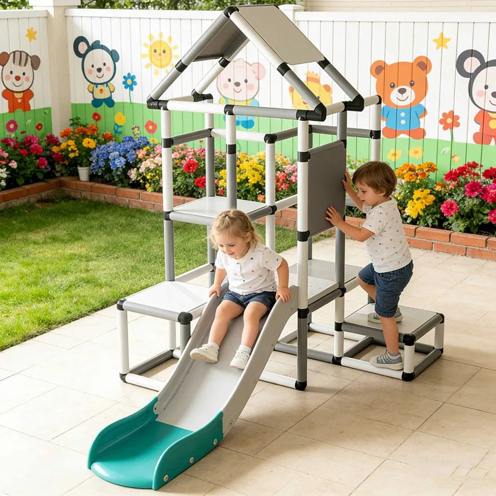Kids Indoor Climbing Frame With Slide For Sensory Training And Intellectual Development Play Equipment
