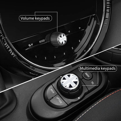 Central Control Volume Multimedia Button Knob Sticker for MINI Cooper F55 F56 F57 F60 Countryman Leather Car Interior Styling
