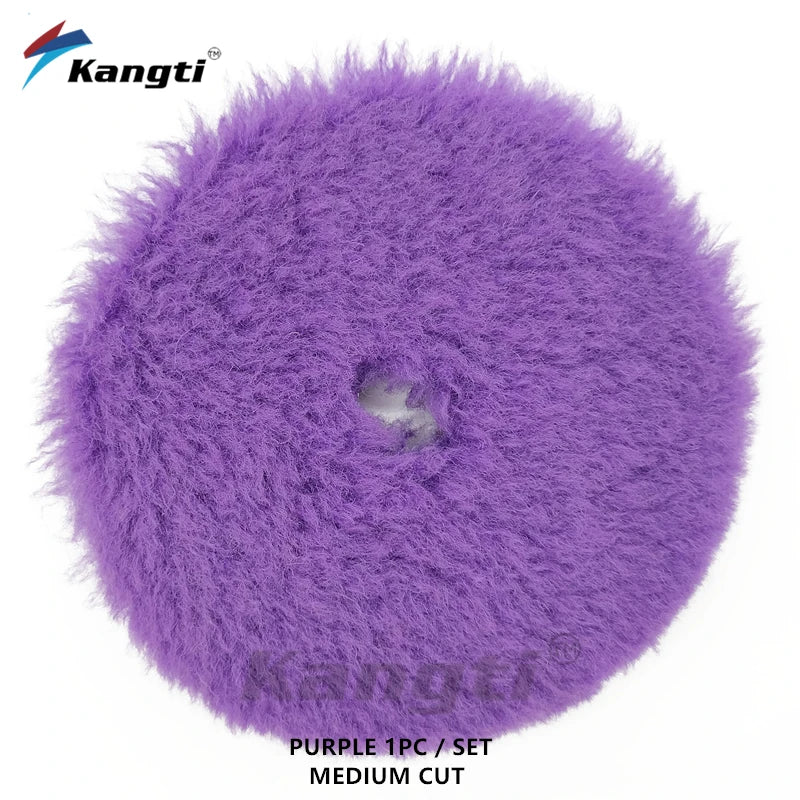 Kangti 5"(125mm)/6"(150mm) High Density Lambs Wool Polishing Pad for Car Waxing Buffing Finishing