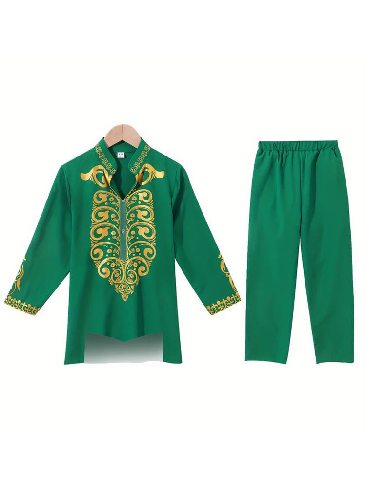 Muslim Robe Pattern Printing Black White Yellow Navy Blue Long-Sleeved Trousers The Traditional Dress of Arab Men 3D