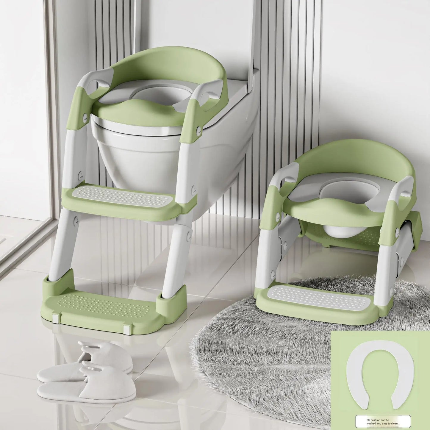 Kids Toilet Step Stool Potty Training Seat with Ladder Boys Girls Baby Toilet Seat Adjustable Step-on Stool for Adult Toilet