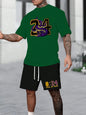 Summer Men's Chicago-Themed Relaxed Set Size 32 Printed T-Shirt and Shorts Set Adult Sports Casual Plus Size Two-Piece Set