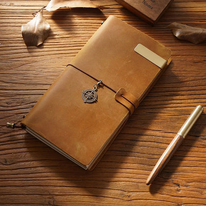 Fromthenon Leather TN Travel Notebook Handbook Diary First Layer Cowhide Diary Handbook Notes Handmade Loose-leaf Notebook