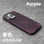 YMW Scratc Crazy Horse Genuine Leather Case for iPhone 17 16 15 Pro Max Magnetic PULL-UP Cowhide Phone Cover