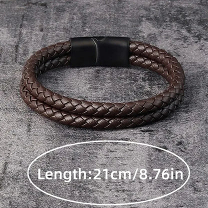 Trendy Leather Bracelets Men Stainless Steel Braided Rope Bracelets For Male Bracelets Jewelry
