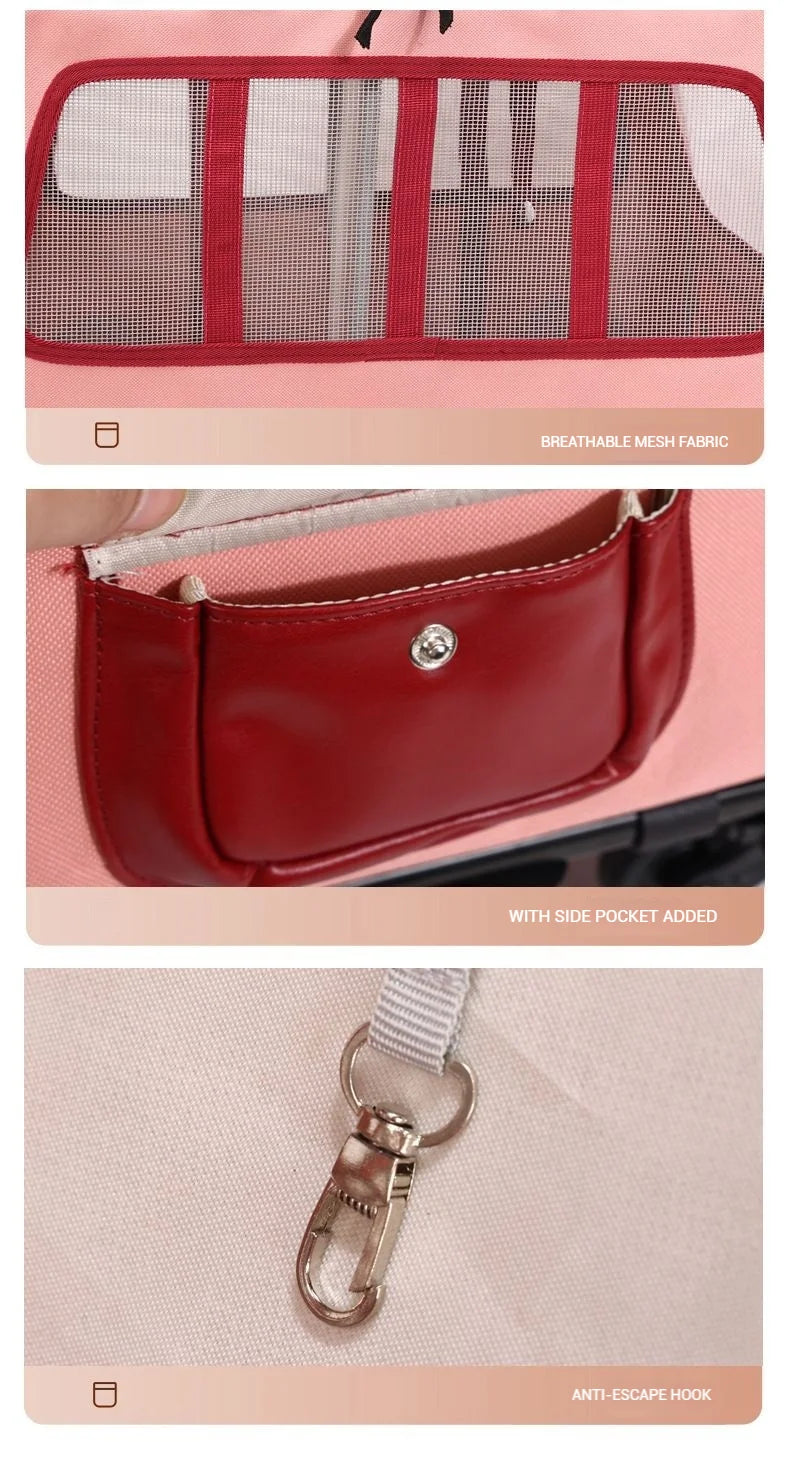 Multifunctional Pet Travel Trolley Case Portable Cat/Dog Carrier Bag Zipper Closure-Foldable Solid Pet Luggage Outdoor Travel