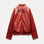 Street Women's Belt Leather Jackets Loose Lapel Zipper Long Sleeve Pockets Female Coats 2026 Autumn Lady Fashion Y2k Outwear