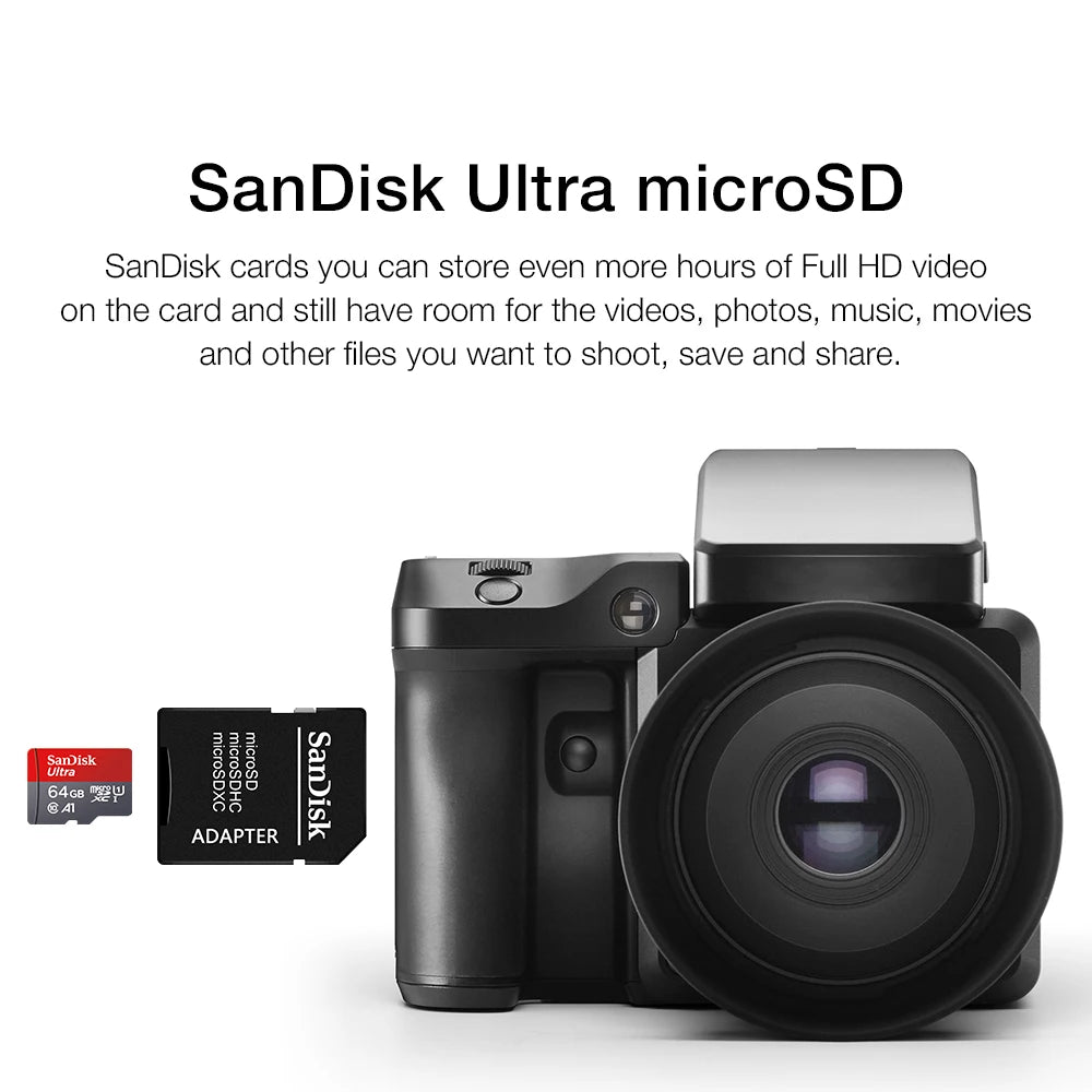 100% Original SanDisk Memory Card 256GB 128GB 64GB 32GB A1 Micro SD Card Class 10 UHS-1 TF Flash Card for Samrtphone/PC