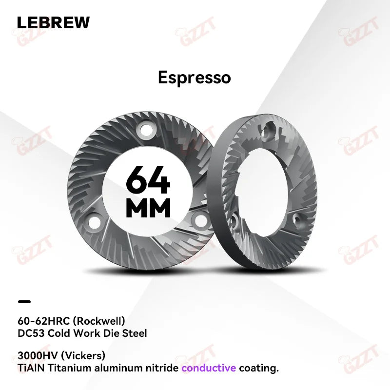 GZZT-HB HyperBurrs Electric Grinder Burr 64mm/98mm Grinding Disc Rockwell Hardness Pour Over/Espresso SSP CNC Machined Burrs