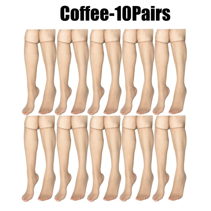 Summer Ultra-Thin Korean Style Invisible Thigh-High Socks Nude Seamless Mid-Calf Short Socks for Women Anti-Snag Sheer Stockings