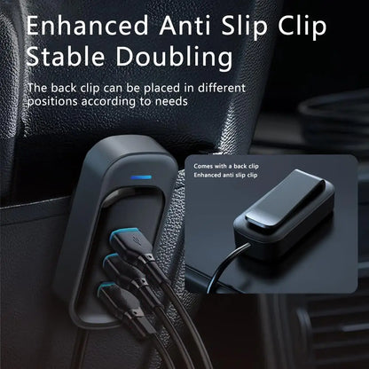 6-Ports USB Type-C Front And Rear Extension Car Charger With RGB Light PD Fast Charging Power Adapter For Iphone Tablet