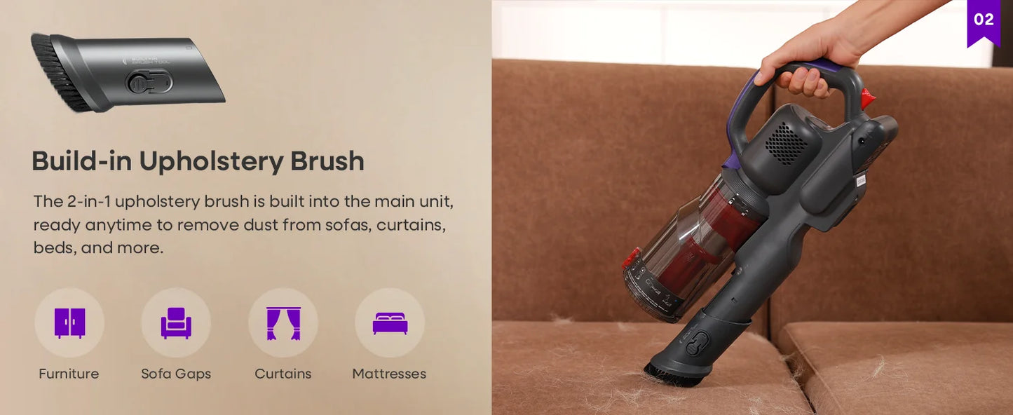 Erabros EV3 Cordless Vacuum Cleaner 500w 60Kpa Suction Power 60mins Cordless Vacuum Handheld Smart Home Dust Mug 3 Suction Model