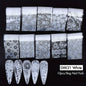 10/20pcs Elegant Black White Lace Flowers Nail Transfer Foils Fantasy Retro Floral Starry Sky Paper Sticker Manicure Accessories