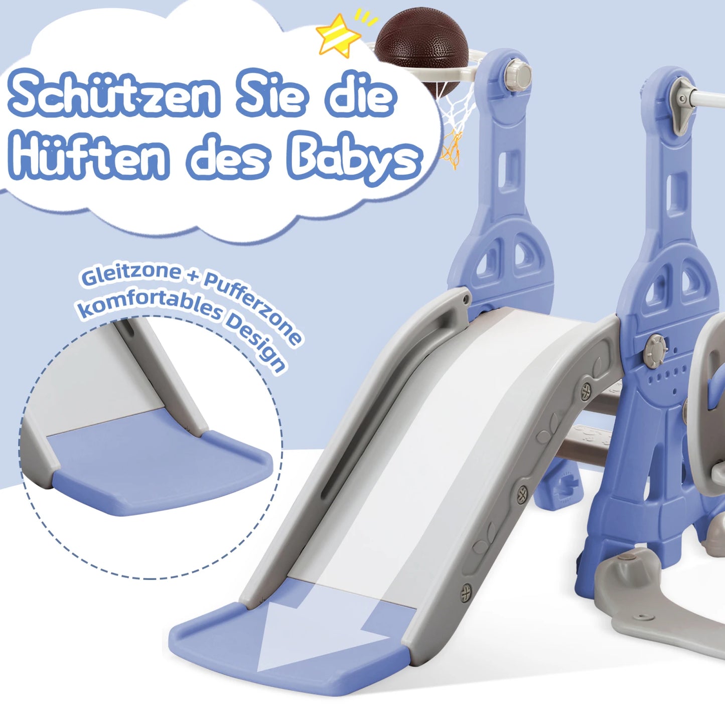Rosahqnda 4-in-1 Children slide Indoor & Outdoor Outdoor Outdoor Playground for Toddlers Swing 1-6 Years