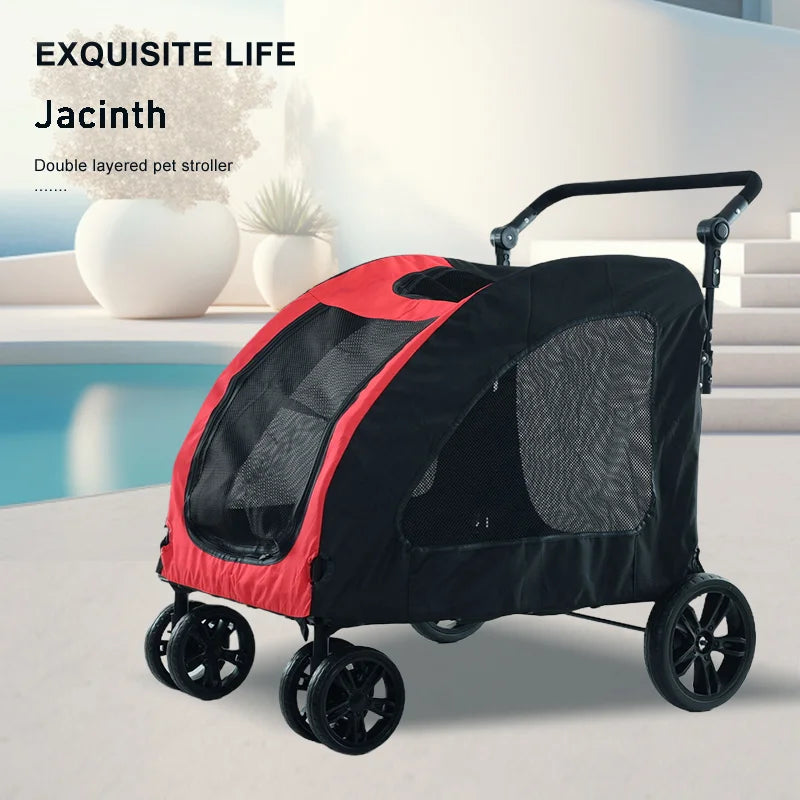 Large-sized Pet Stroller for Outdoor Travel Dog Mobility Scooter Large Capacity Dog Car Multifunctional Foldable Pet Stroller