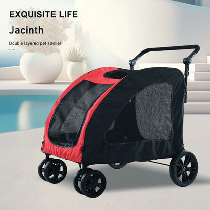 Large-sized Pet Stroller for Outdoor Travel Dog Mobility Scooter Large Capacity Dog Car Multifunctional Foldable Pet Stroller