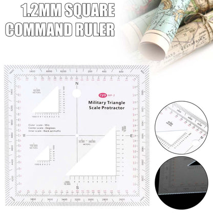 5x5'' Military MGRS Coordinate Scale Map Reading and Land Navigation Topographical Map Scale Protractor 3 Kinds of Scale