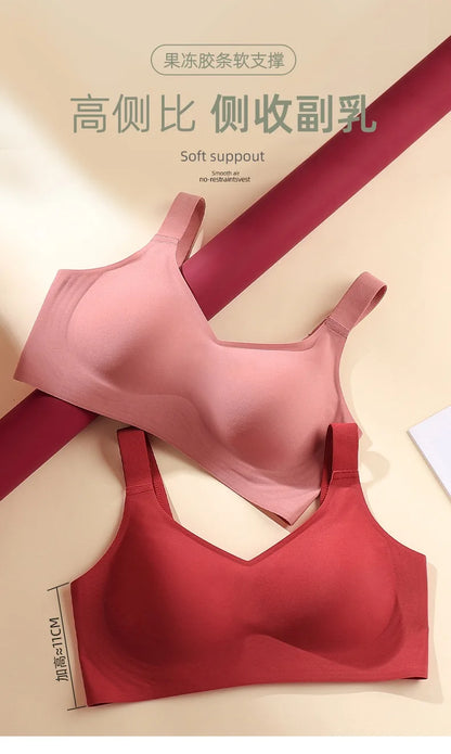 Jelly Support Seamless Bra For Big Breasts, Slim Fit, Push-up Anti-sagging, Wire-free Underwear, Sports Bra, Breathable