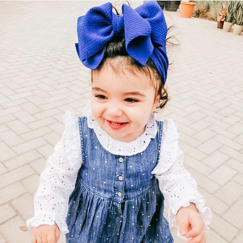 Solid Baby Headband Adjustable Big Bowknot Hair Band Oversize Turban Newborn Headwear For Baby Girls Fashion Hair Accessories