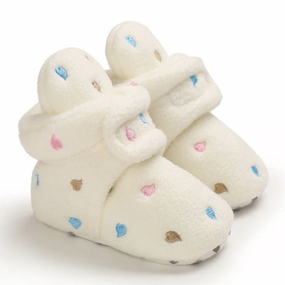 2022 Baby Autumn Winter Boots Baby Girl Boys Winter Warm Shoes Solid Fashion Toddler Fuzzy Balls First Walkers Kid Shoes 0-18M
